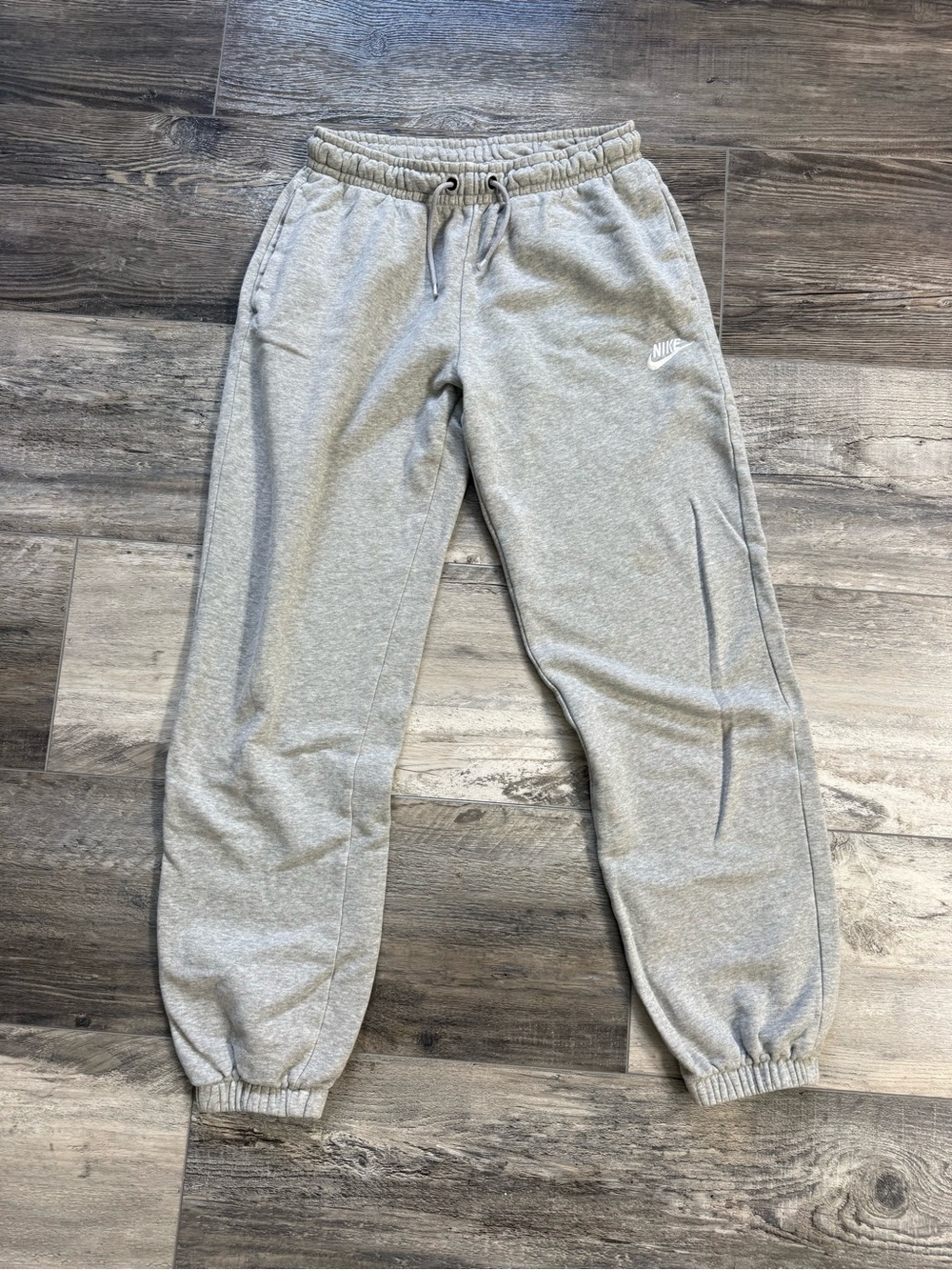 Nike Light Gray Fleece Joggers with Elastic Cuffs